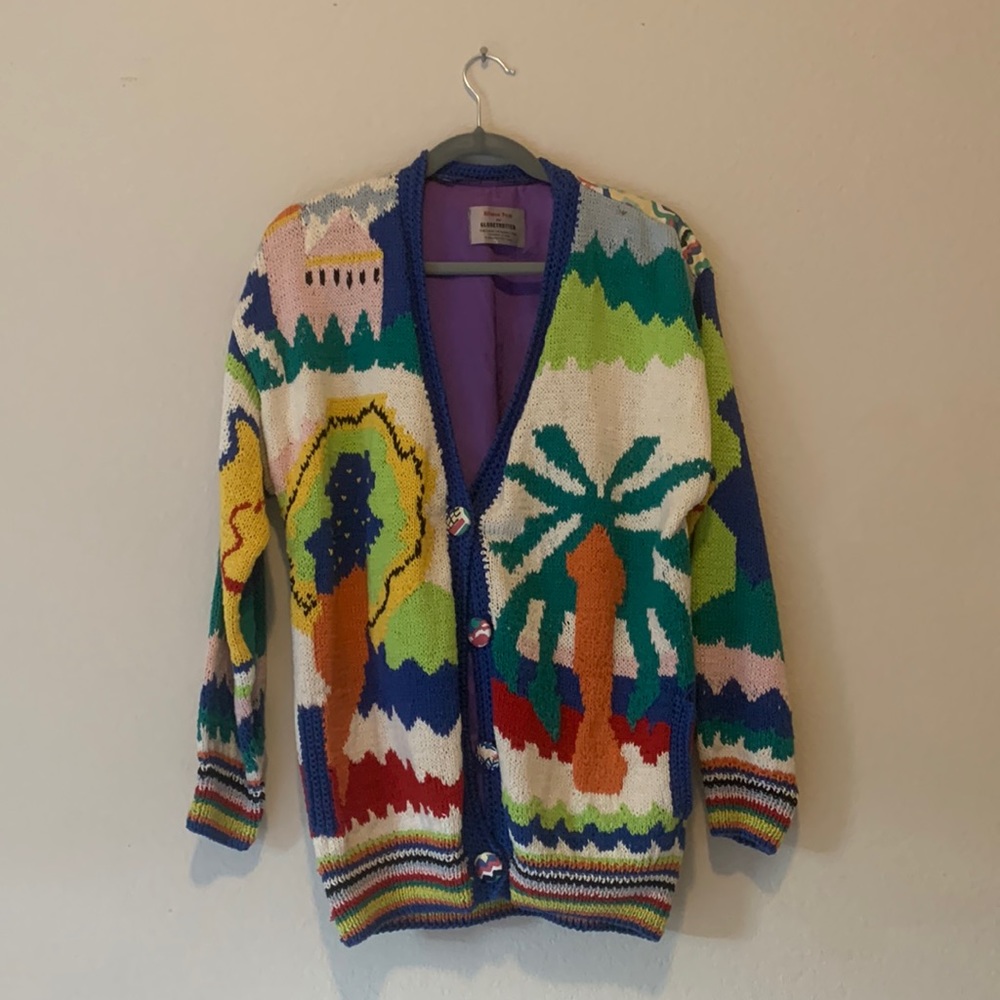Alfonso Pozo for GLOBETROTTER colorful  oversized sweater cardigan